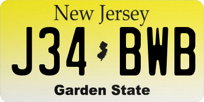 NJ license plate J34BWB