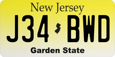 NJ license plate J34BWD