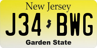 NJ license plate J34BWG