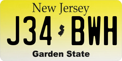 NJ license plate J34BWH