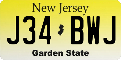 NJ license plate J34BWJ