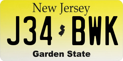 NJ license plate J34BWK