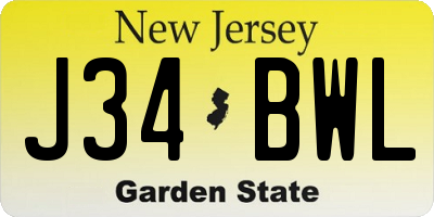 NJ license plate J34BWL