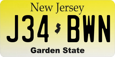 NJ license plate J34BWN