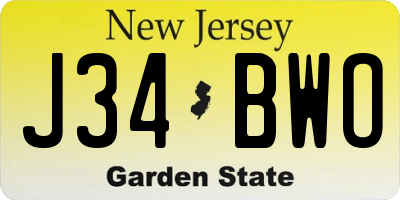 NJ license plate J34BWO