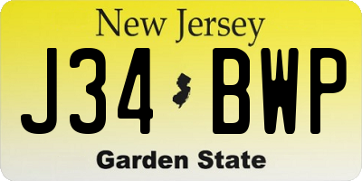 NJ license plate J34BWP