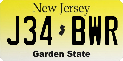 NJ license plate J34BWR