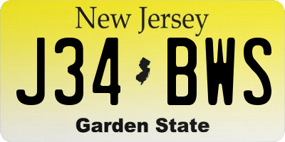 NJ license plate J34BWS