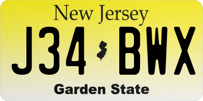 NJ license plate J34BWX