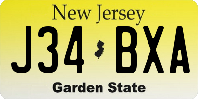 NJ license plate J34BXA