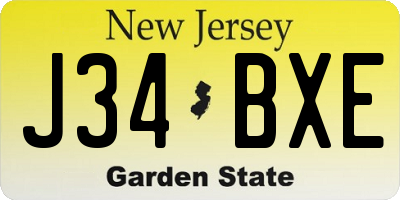 NJ license plate J34BXE