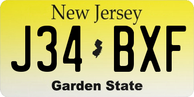 NJ license plate J34BXF