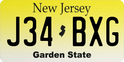 NJ license plate J34BXG