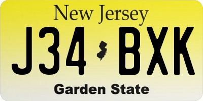 NJ license plate J34BXK