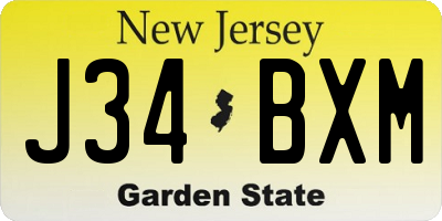 NJ license plate J34BXM