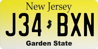 NJ license plate J34BXN