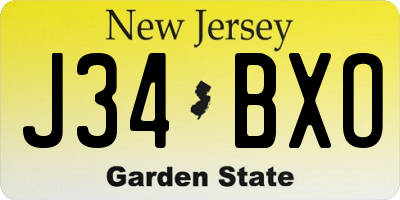 NJ license plate J34BXO