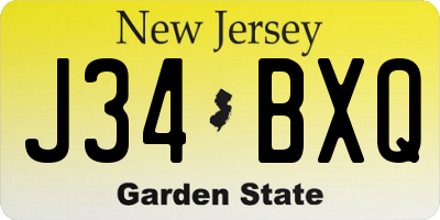 NJ license plate J34BXQ