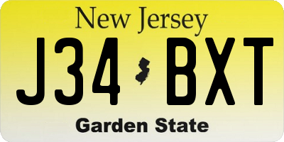 NJ license plate J34BXT