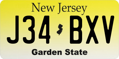 NJ license plate J34BXV