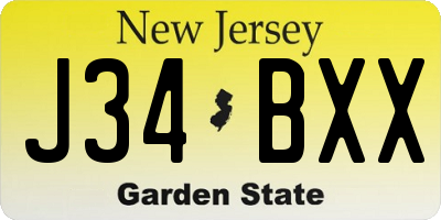 NJ license plate J34BXX