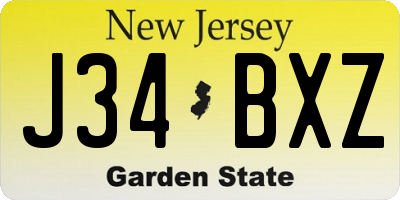 NJ license plate J34BXZ