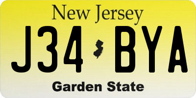 NJ license plate J34BYA