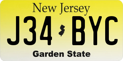 NJ license plate J34BYC