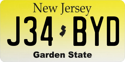 NJ license plate J34BYD