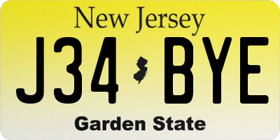 NJ license plate J34BYE