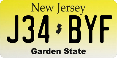 NJ license plate J34BYF