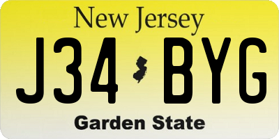 NJ license plate J34BYG