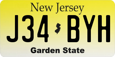 NJ license plate J34BYH