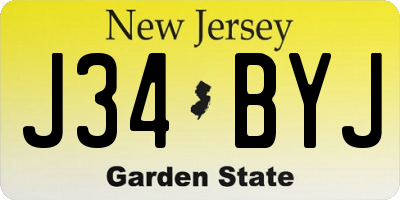 NJ license plate J34BYJ