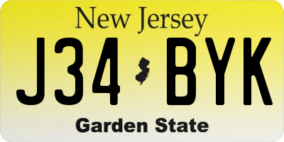 NJ license plate J34BYK