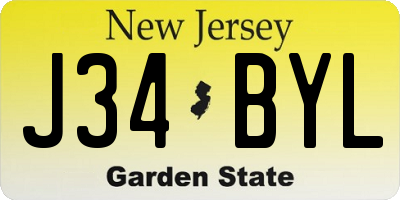 NJ license plate J34BYL