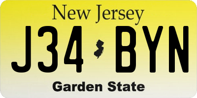 NJ license plate J34BYN