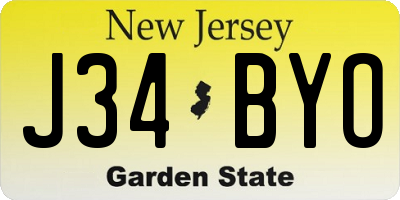 NJ license plate J34BYO