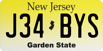 NJ license plate J34BYS