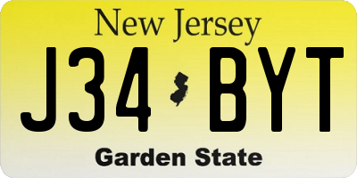 NJ license plate J34BYT