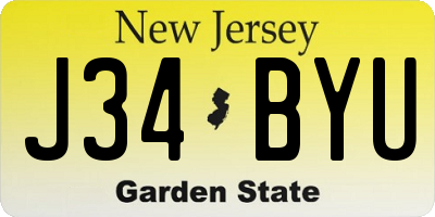 NJ license plate J34BYU