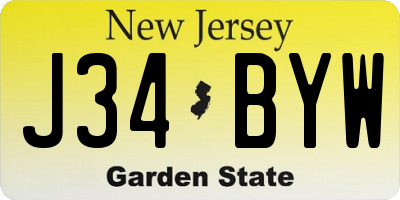 NJ license plate J34BYW