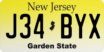 NJ license plate J34BYX