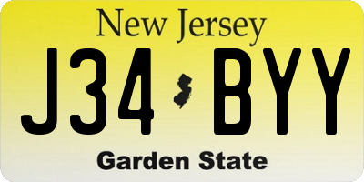 NJ license plate J34BYY