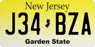 NJ license plate J34BZA