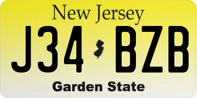 NJ license plate J34BZB