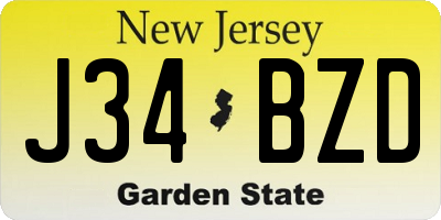 NJ license plate J34BZD