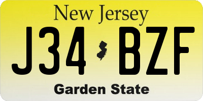 NJ license plate J34BZF