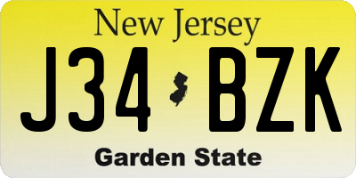 NJ license plate J34BZK