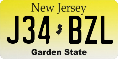 NJ license plate J34BZL